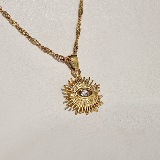 HALO RADIATING EVIL EYE NECKLACE